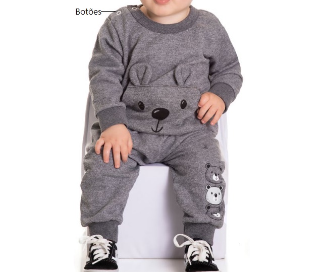 Conjunto Semprekids Bebe Masculino Moletom Botões