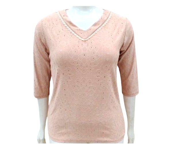Blusa Vestbem Adulto Extra Grande Feminina Manga 3/4 Poliéster Lesi Decote V