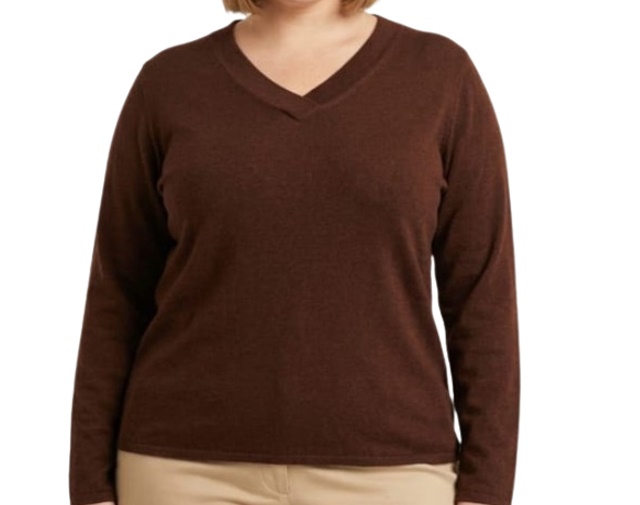 Blusa 7linhas Adulto Extra Grande Feminina Manga Longa Lãzinha Decote V