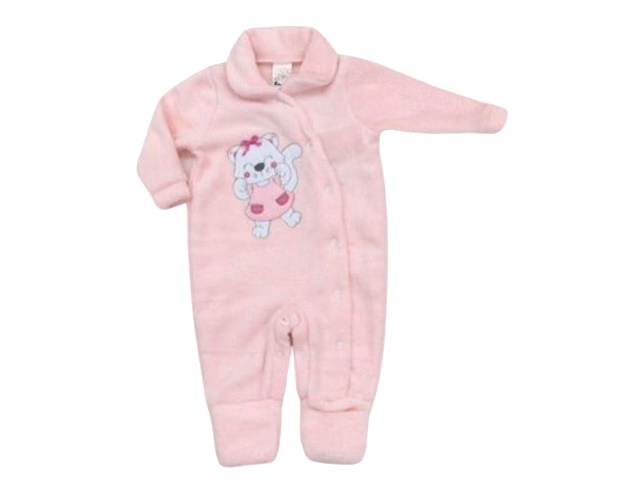 Macacão Petutinha Bebe Feminino Longo Fleece Pé Reversíve