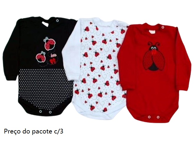 Body Petutinha Bebe Feminino Manga Longa Suedine (c/3)