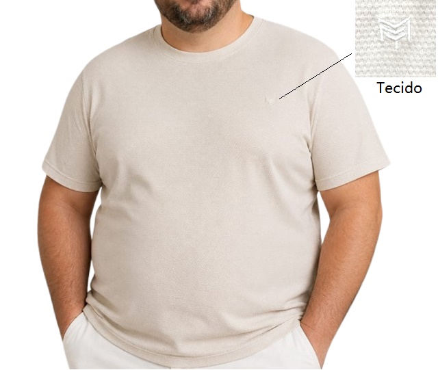 Camiseta Mmt Adulto Extra Grande Masculina Manga Curta Malha Trabalhada