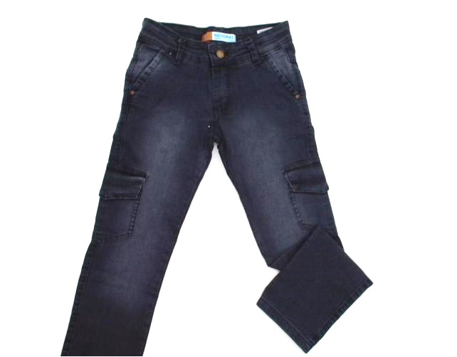 Calça Nacional Infantil Masculina Jeans Lycra Bolso Cargo
