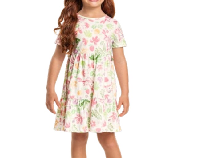 Vestido Livy Infantil Manga Curta Malha Estampado