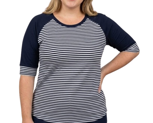Blusa Vestbem Adulto Extra Grande Feminina Manga 3/4 Viscolycra Listrada
