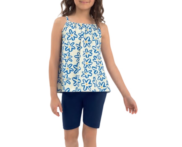 Conjunto Duduka Infantil Feminino Alça Cotton Bermuda