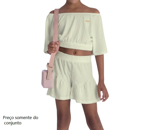 Conjunto Duduka Infantil Feminino Manga Curta Ana Ruga Cropped Short