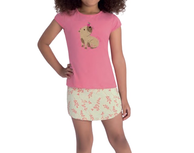 Conjunto Duduka Infantil Feminino Manga Japonesa Malha Short-saia