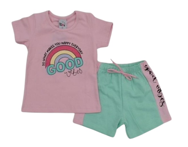Conjunto Gatutty Passos Feminino Manga Curta Cotton Short