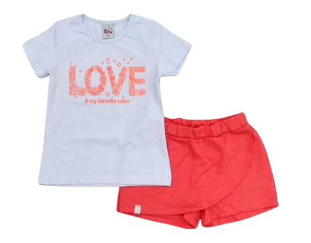 Conjunto Gatutty Infantil Feminino Manga Curta Cotton Short-saia