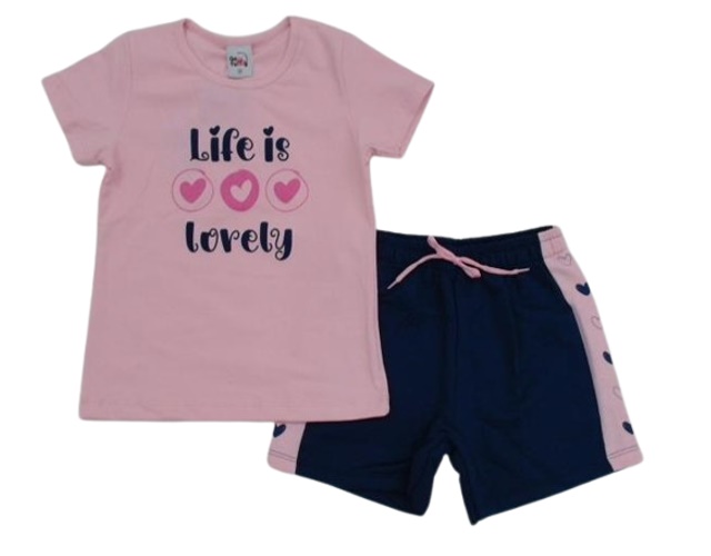 Conjunto Gatutty Infantil Feminino Manga Curta Cotton Short