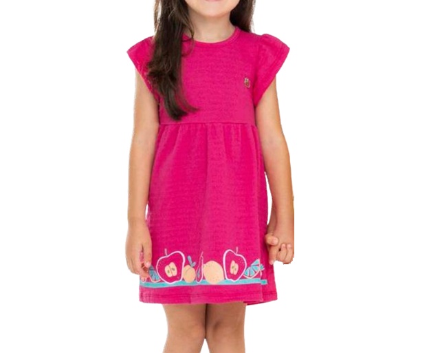 Vestido Lecimar Primeiros Passos Manga Japonesa Cotton Trabalhado