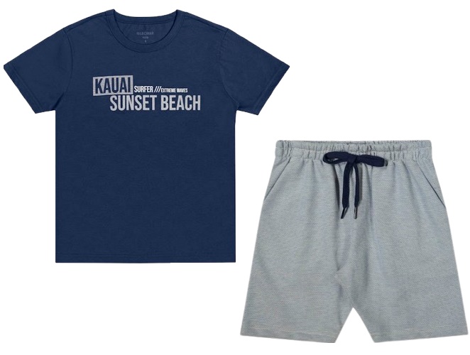Conjunto Lecimar Juvenil Masculino Manga Curta Malha