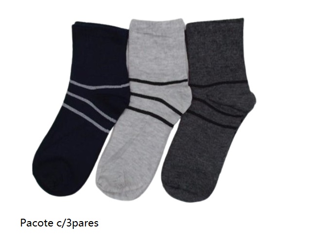 Meia Bestsocks Adulto Masculina Cano Médio (c/3)