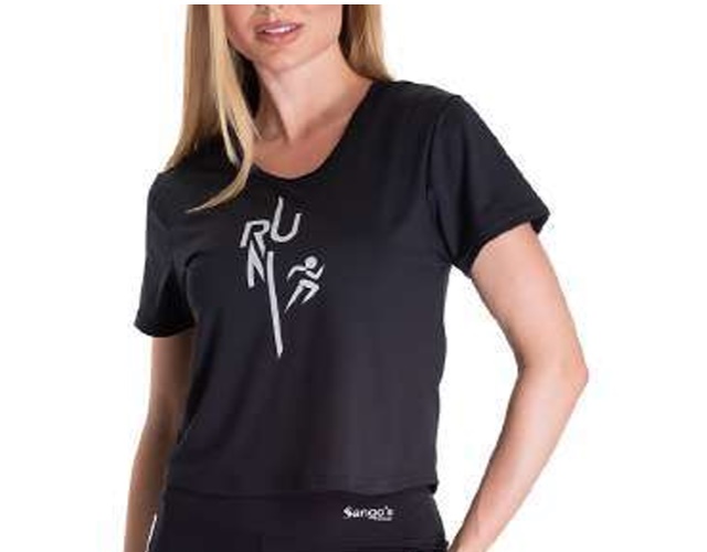 Blusa Sangos Adulto Feminina Manga Curta Poliéster Cropped Uv50+