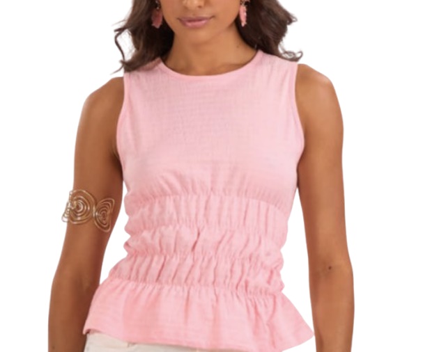 Blusa Lecimar Adulto Feminina Regata Malha Ana Ruga Elastex