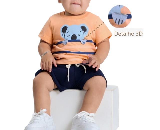 Conjunto Sportsul Bebe Masculino Manga Curta Malha