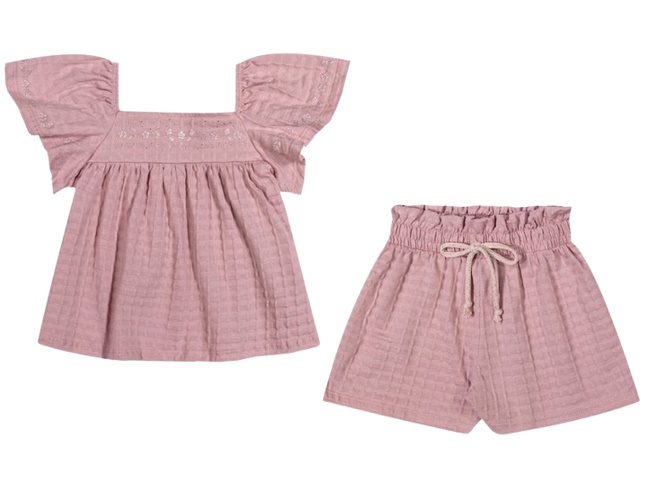 Conjunto Angero Juvenil Feminino Manga Curta Malha Luna Strass Shor