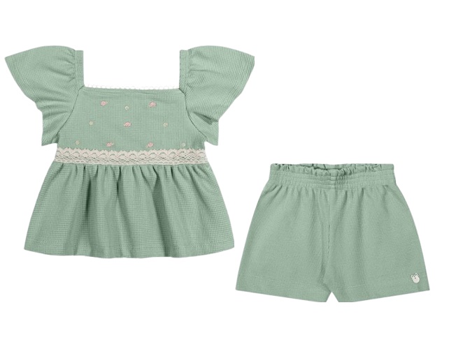 Conjunto Angero Juvenil Feminino Manga Curta Cotton Quadrilê Short