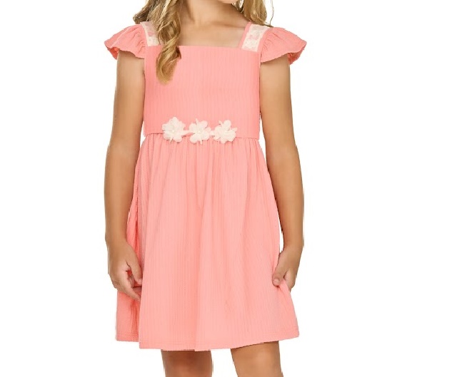 Vestido Angero Infantil Manga Japonesa Malha Trabalhada