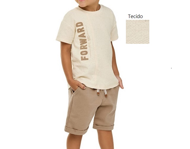 Conjunto Angero Infantil Masculino Manga Curta Malha Trabalhada