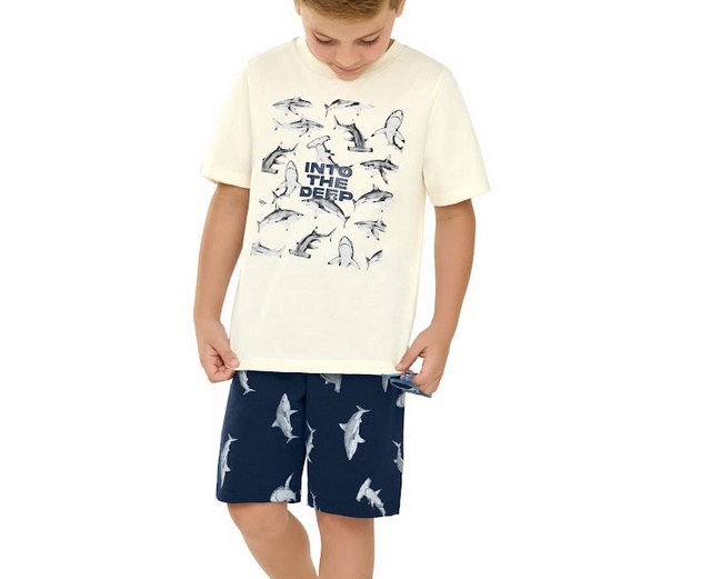 Conjunto Angero Infantil Masculino Manga Curta Malha