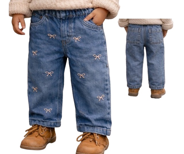 Calça Maliinha Primeiros Passos Feminina Jeans Laço Elástico