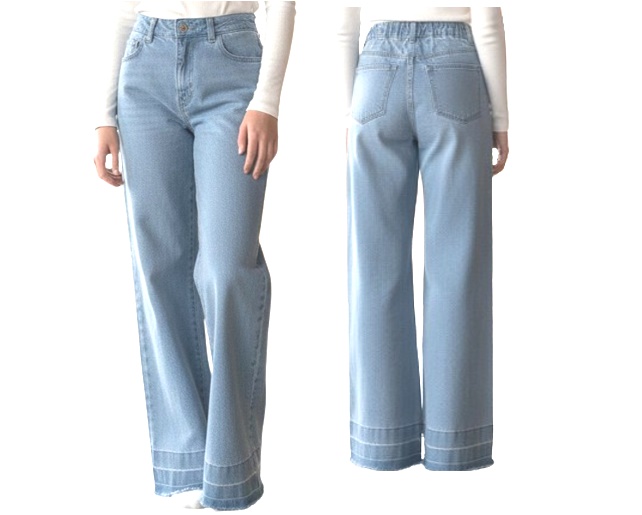 Calça Maliinha Juvenil Feminina Jeans Wide Leg
