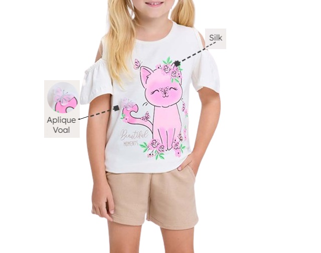 Conjunto Viston Infantil Feminino Manga Curta Cotton Short