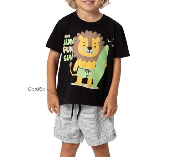 Conjunto Trin Primeiros Passos Masculino Manga Curta Malha