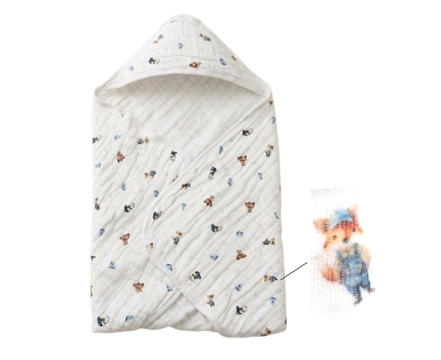 Toalha-fralda Minasrey Bebe Masculina Algodão 3camadas Capu