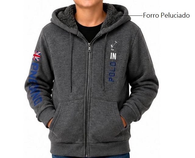 Jaqueta Kopico Juvenil Masculina Poliéster Peluciada Capuz