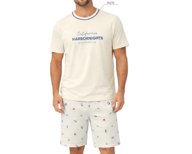 Pijama Desayner Adulto Masculino Manga Curta Malha