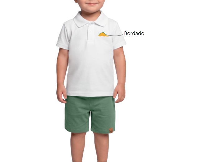 Conjunto Ninoking Primeiros Passos Masculino Manga Curta Malha Gola Polo
