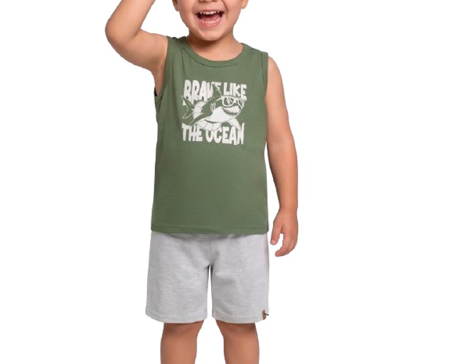 Conjunto Ninoking Primeiros Passos Masculino Regata Machão Malha