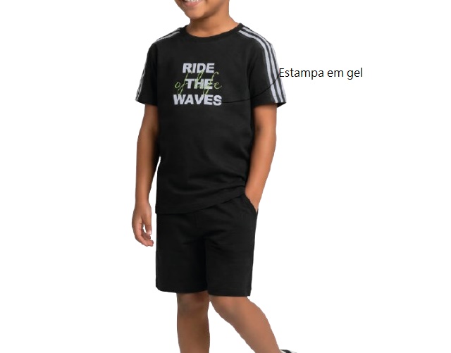 Conjunto Ninoking Infantil Masculino Manga Curta Malha