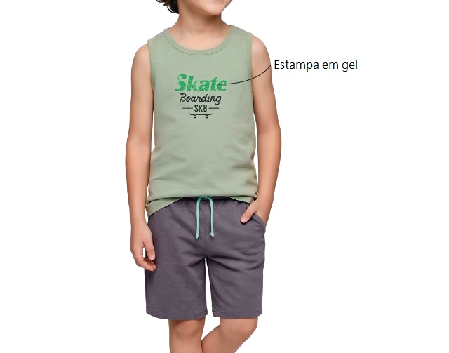 Conjunto Ninoking Infantil Masculino Regata Machão Malha