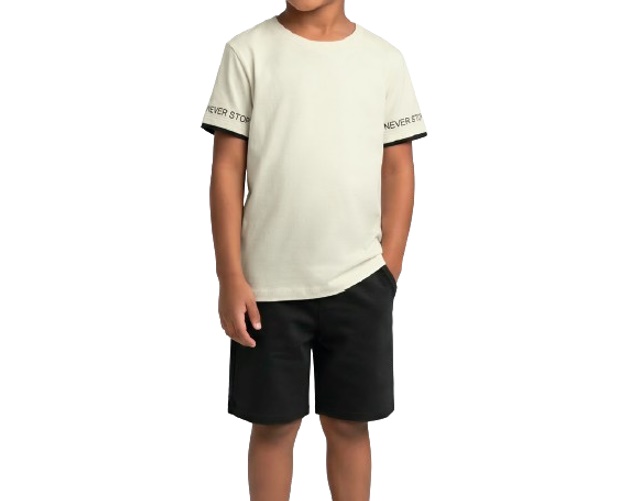 Conjunto Ninoking Infantil Masculino Manga Curta Malha