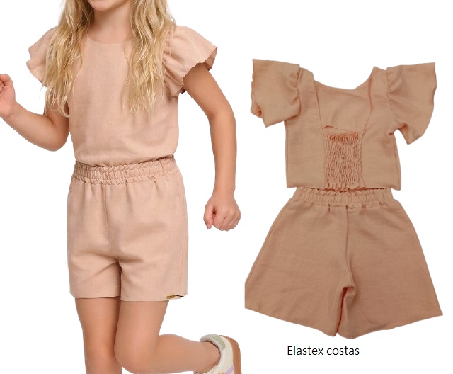 Conjunto Ninaqueen Infantil Feminino Manga Curta Duna Cropped Short