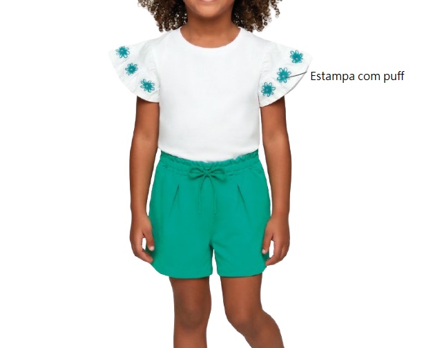 Conjunto Ninaqueen Infantil Feminino Manga Curta Malha Short