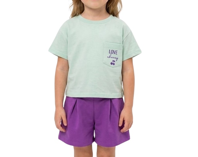 Conjunto Ninafashion Infantil Feminino Manga Curta Malha Cropped Sho
