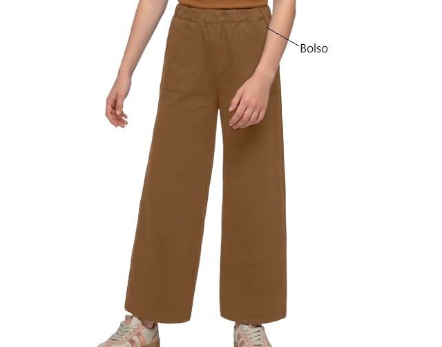 Calça Florenzza Juvenil Feminina Moletinho Wide Leg 2bolsos