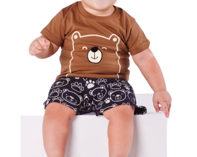 Conjunto Nk Bebe Masculino Manga Curta Malha