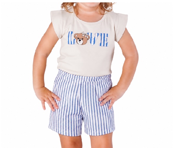 Conjunto Minhaflor Primeiros Passos Feminino Manga Curta Cotton Short