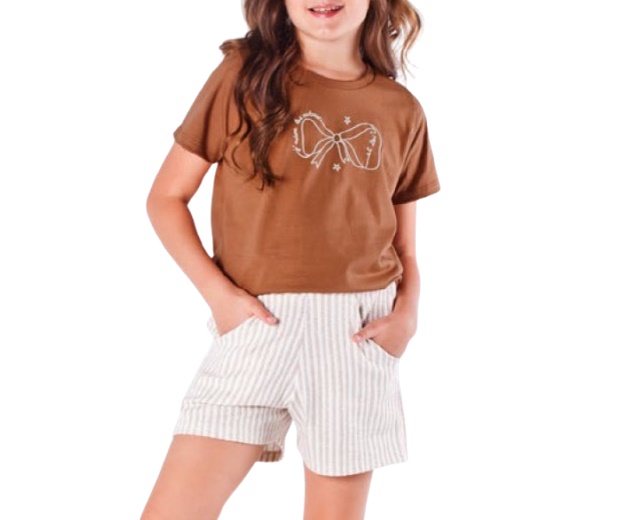 Conjunto Minhaflor Juvenil Feminino Manga Curta Malha Short