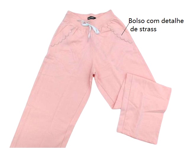 Calça Maro Juvenil Feminina Moletom Wide Leg 2bolsos