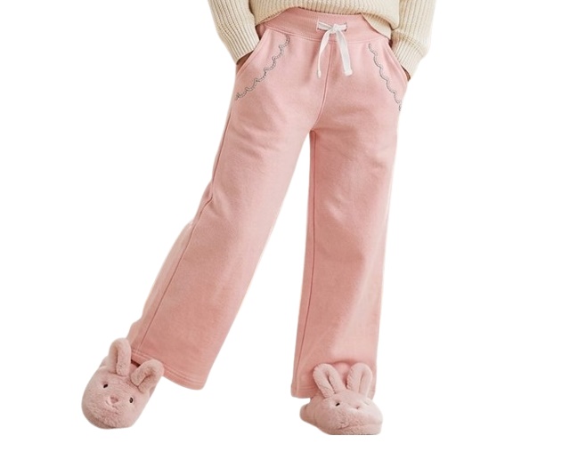 Calça Maro Infantil Feminina Moletom Wide Leg 2bolsos