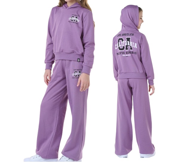 Conjunto Sweetchild Infantil Feminino Moletom Capuz Wide Leg