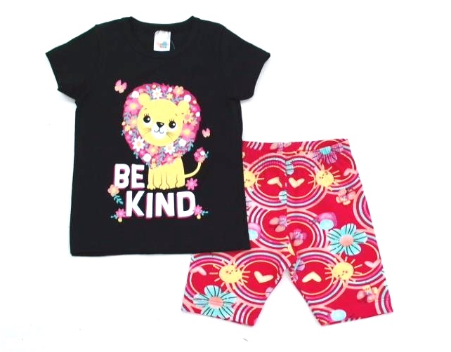 Conjunto Shumakids Primeiros Passos Feminino Manga Curta Cotton Bermuda