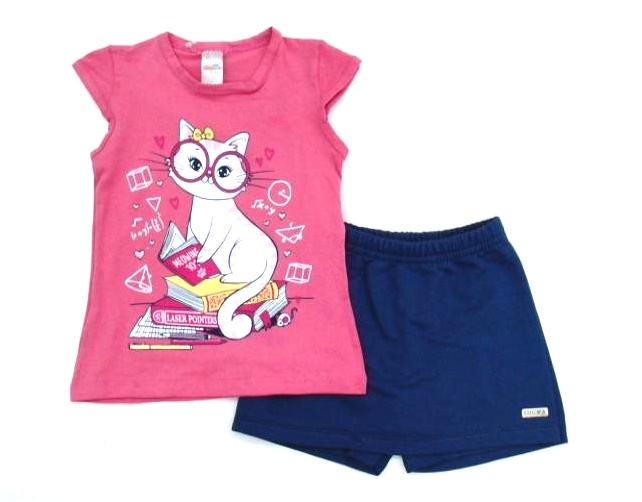 Conjunto Shumakids Infantil Feminino Manga Japonesa Cotton Short-sa